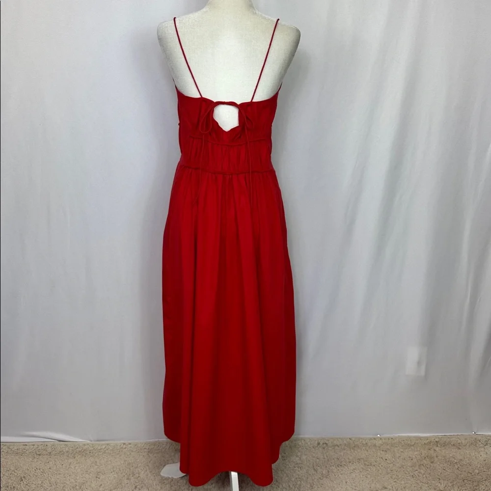 COS Gathered-Waist Midi Dress Red Bright Sleeveless Size 12 NWOT - Picture 9 of 14